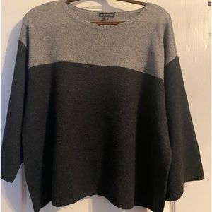 Eileen Fisher Gray and Black Crew Neck Sweater